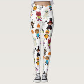 Niedlich Kids Halloween Kostümmuster Party Muster Leggings (Vorderseite)