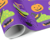 Niedlich Kids Halloween Lila Geschenkpapier (Rolleneckpunkt)