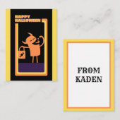 Niedlich Kids Halloween Monster Trick oder Trete Mitteilungskarte (Vorne/Hinten)