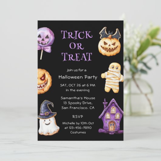 Niedlich Kids Halloween-Party Einladung (Stehend Vorderseite)