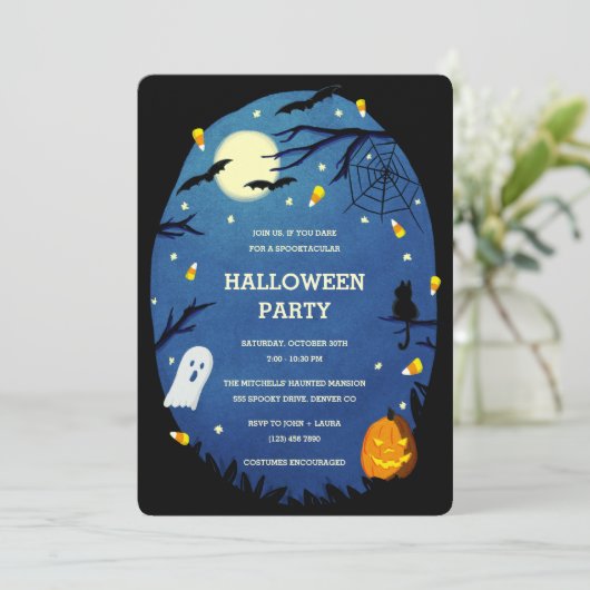 Niedlich Kids Halloween-Party Einladungen (Stehend Vorderseite)