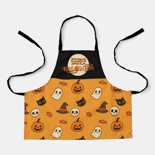 Niedlich Kids Halloween Schürze - Kürbis, Geister (Vorderseite)