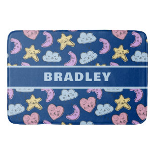 Niedlich Kids Heart Star Moon Blue Baby Badematte
