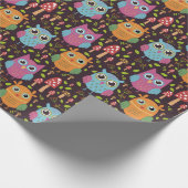 Niedlich Kids Lila Blue Orange Owls Geschenkpapier (Ecke)