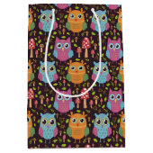 Niedlich Kids Lila Blue Orange Owls Mittlere Geschenktüte (Vorderseite)