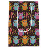 Niedlich Kids Lila Blue Orange Owls Mittlere Geschenktüte (Rückseite)