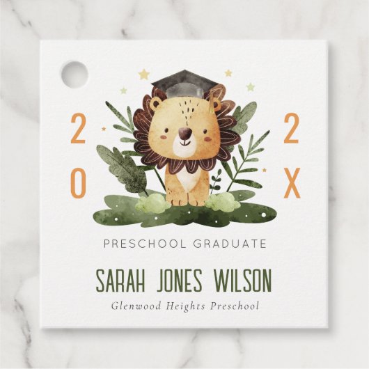 Niedlich Kids Lion Foliage Custom Preschool Abschl Geschenkanhänger (Vorderseite)