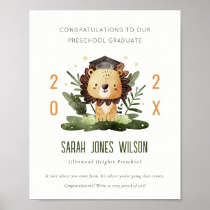 Niedlich Kids Lion Foliage Custom Preschool Abschl Poster