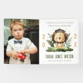 Niedlich Kids Lion Foliage Foto Vorschule Abschlus Banner (Horizontal)