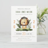 Niedlich Kids Lion Foliage Vorschulabschlusspartei Einladung (Stehend Vorderseite)