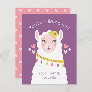 Niedlich Kids Llama Valentine Mitteilungskarte