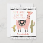 Niedlich Kids Llama Valentine Note Card Mitteilungskarte (Vorderseite)