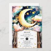 Niedlich Kids Moon Birthday Einladung (Vorne/Hinten)