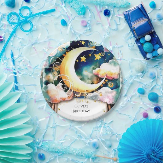 Niedlich Kids Moon Birthday Pappteller (Party)