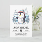 Niedlich Kids Penguin Digital Geburtstag Einladung (Stehend Vorderseite)