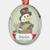 Niedlich Kids Personalisiert Snowman Ornament Aus Metall (Links)