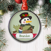 Niedlich Kids Personalisiert Snowman Ornament Aus Metall