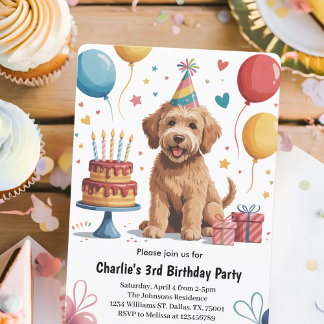 Niedlich Kids Puppy Dog 3. Geburtstag Party Einladung