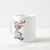 Niedlich Kids Rentier Weihnachtsfeier Tasse (Vorderseite Links)