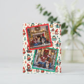 Niedlich Kids Rodelbahn Zwei Fotos Weihnachten (Stehend Vorderseite)