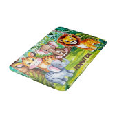 Niedlich Kids Safari Jungle Tiere Personalisierter Badematte (Schrägansicht)