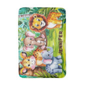 Niedlich Kids Safari Jungle Tiere Personalisierter Badematte (Vorderseite Vertikal)