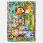 Niedlich Kids Safari Jungle Tiere Personalisierter Decke (Vorderseite Vertikal)