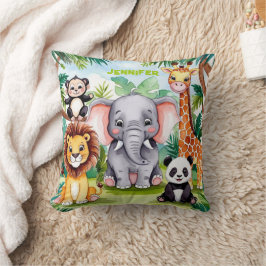 Niedlich Kids Safari Jungle Tiere Personalisierter Kissen