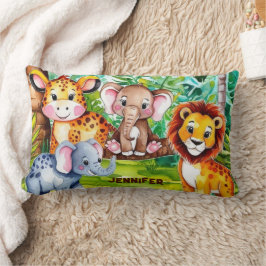 Niedlich Kids Safari Jungle Tiere Personalisierter Lendenkissen