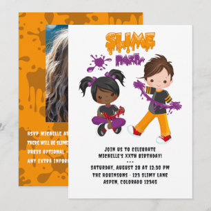 Niedlich Kids Slide Party Geburtstag Foto Einladung