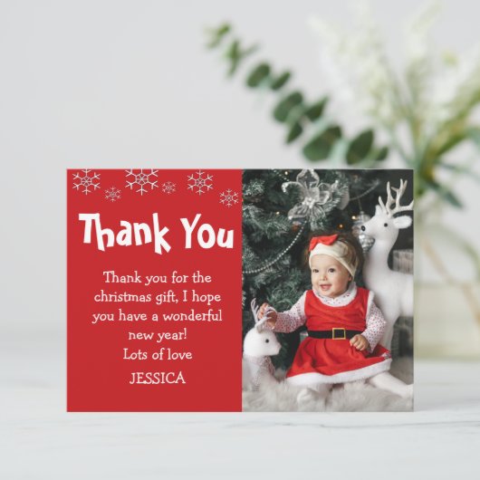 Niedlich Kids Snowflake Foto Weihnachten Dankeskarte (Stehend Vorderseite)