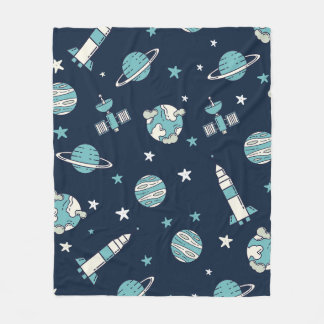Niedlich Kids Space Astronaut Blaues Muster Fleecedecke