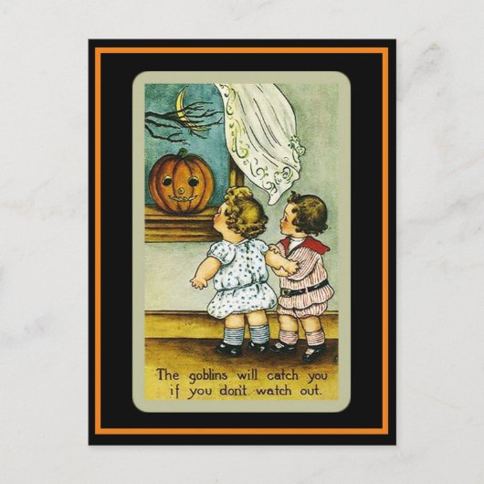 Niedlich Kids Spooky Vintag Halloween Postkarte (Vorderseite)
