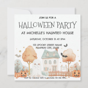 Niedlich Kids Spuk House Halloween-Party Einladung