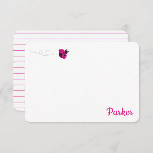 Niedlich Kids Stationery Pink Ladybug Mitteilungsk Dankeskarte