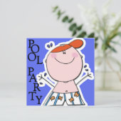 Niedlich Kids Summer Pool Party Geburtstag schwimm Einladung (Stehend Vorderseite)