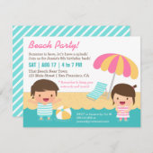 Niedlich Kids Swimsus Beach Geburtstagsparty Einladung (Vorne/Hinten)