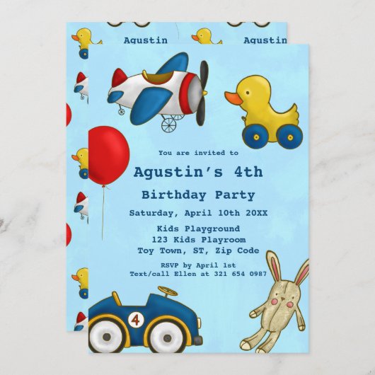 Niedlich Kids Toys Geburtstagsparty Einladung (Vorne/Hinten)