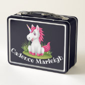 Niedlich Kids Unicorn Personalisiert Lunchbox (Rückseite)