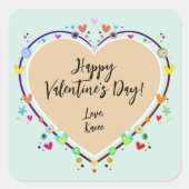 Niedlich Kids Valentines Herz Quadratischer Aufkleber (Vorderseite)