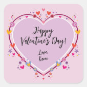 Niedlich Kids Valentines Herz Quadratischer Aufkleber (Vorderseite)