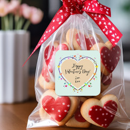 Niedlich Kids Valentines Herz Quadratischer Aufkleber
