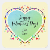 Niedlich Kids Valentines Herz Quadratischer Aufkleber (Vorderseite)