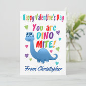 Niedlich Kids Valentinstag Klasse Dinosaurier Feiertagskarte (Stehend Vorderseite)
