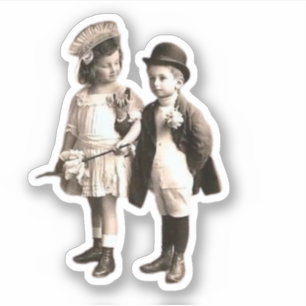Niedlich Kids Vintages Foto Aufkleber