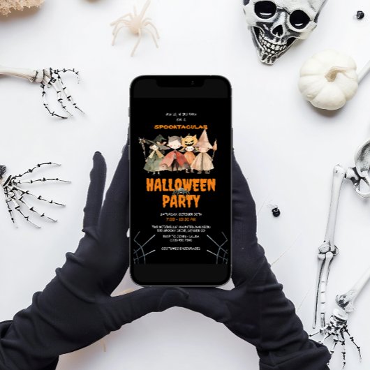 Niedlich Kids Watercolor Halloween-Party Einladung