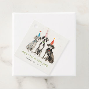 Niedlich Kids Watercolor Pawty Hund Geburtstagspar Geschenkanhänger