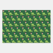 Niedlich Kids Weihnachten Dinosaurier Santa Green Geschenkpapier Set (Vorderseite)