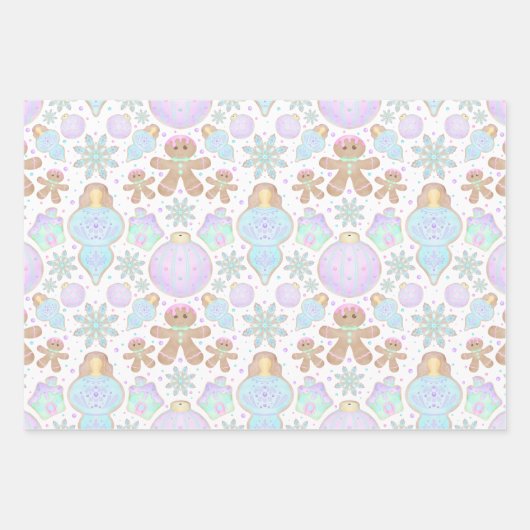 Niedlich Kids Weihnachten Lebkuchenmuster Geschenkpapier Set (Vorderseite)