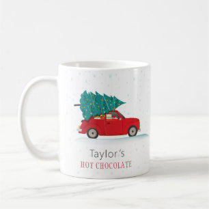 Niedlich Kids Weihnachtsfeiertag Rotes Auto Person Kaffeetasse